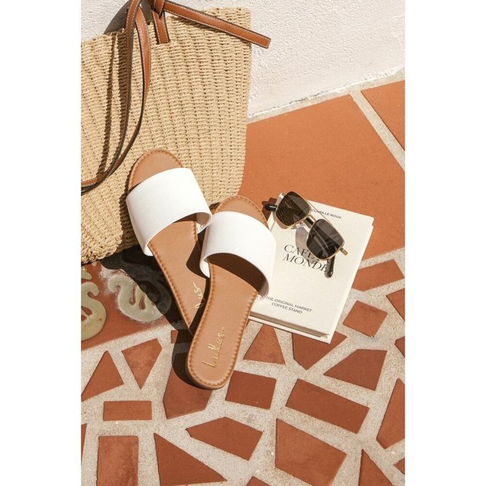 Lulus Addison White Slide Sandals - Size 10